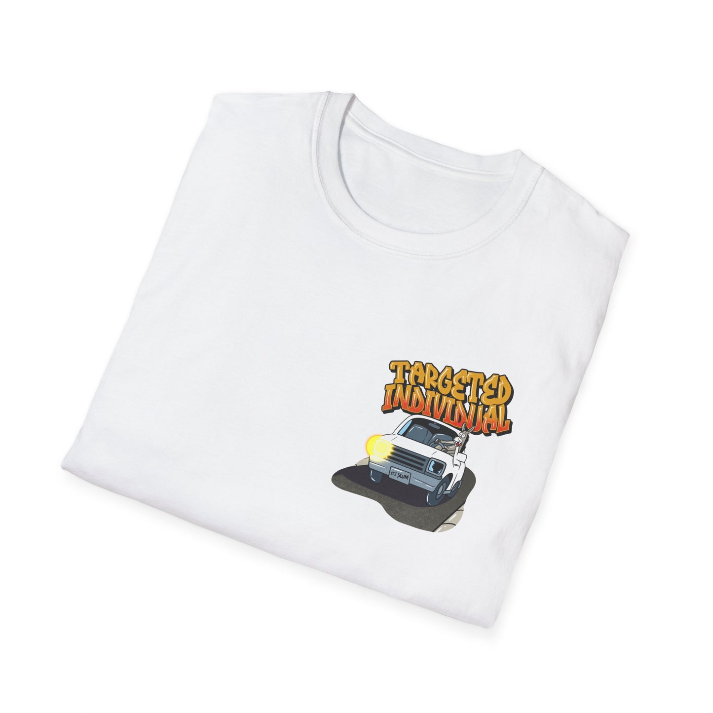 Targeted Individual Graphic T-Shirt — Retro Car & Neighborhood Illustration