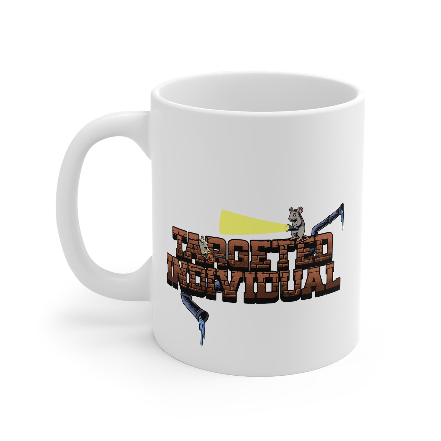 11oz Mug — Targeted Individual Brick-Style Graphic Coffee Cup