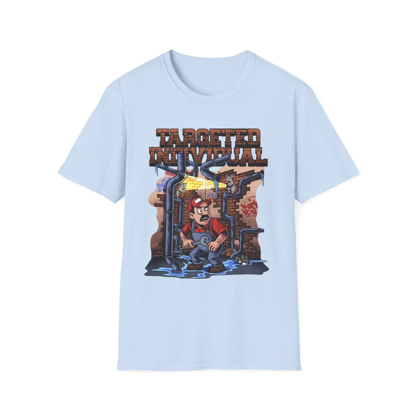 Plumber Cartoon Tee — "Tap Outta Luck" Retro Plumbing Design